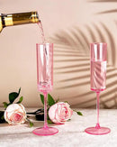 Ciaell 24 Pack Pink Plastic Champagne Flutes - Pink 6 Oz Disposable Champagne Glasses - Square Plastic Toasting Glasses for Party Birthday Anniversary Wedding by CozyNest Decor