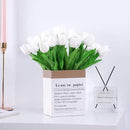 20pcs White Artificial Tulip Fake Flower 12.9 Inch Spring Mother's Day Easter Gift for Home Kitchen Wedding Decoration by CozyNest Decor
