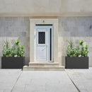 Outdoor Metal Planter Box - Rectangular Trough, All-Weather Durable with 4 Drainage Holes, 25x11x13 Inches for Porch & Patio, Black by GreenHaven Gardens
