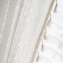 Sutuo Home Boho Curtain Crochet Lace Semi-Sheer Florals Hollow Knitted Handmade Tassels, Rod Pocket Window Treatment Vintage Rustic Farmhouse Drapes for Living Bedroom, 1 Panel 59" W x 72" L, Beige by CozyNest Decor