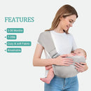 Baby Sling Carrier,Baby Carrier Newborn to Toddler,Toddler Carrier,Portable Lightweight & Spreadable Shoulder Straps (Light Grey) by TinyTreasures Baby Boutique