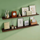 Floating Picture Ledge Shelves 55 Inch Solid Oak Wood Set of 2, Rustic Wall Storage Shelves with Lip, Kids Bookshelf, Photo & Picture Ledge Shelves for Bedroom, Living Room, Kitchen by CozyNest Decor