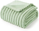 Amélie Home Faux Fur Throw Blanket for Couch, Cozy Fuzzy Fluffy Fur Luxurious Soft Striped Plush Gift Blankets for Family Sofa Chair Bed Living Room Bedroom, 55"x70", Sage Green by CozyNest Decor