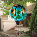 Hummingbird and Sunflower Solar Hot Air Balloon Lantern with Flame, Glass Hot Air Balloon Solar Lantern Outdoor Waterproof, Hanging Solar Lantern for Outside Garden Patio Tree Porch Yard by GreenHaven Gardens