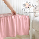 Horbaunal 2 Pack Set Crib Skirt & Crib Bed Sheet, Pink Crib Bed Skirt 28" x 52" with 14" Drop Dust Ruffle, Soft Microfiber Toddler Bedskirt Nursery Bedding Skirt for Baby Girls and Boys by TinyTreasures Baby Boutique