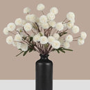 Faux White Kiku Flowers 10 Stems & 2 Eucalyptus, Fake Mums Pompon Flower Ball, Autumn Artificial Chrysanthemums Flowers for Boho Bedroom Decor, Silk Mini Faux Kiku Flower Wedding Arrangements Decor by CozyNest Decor