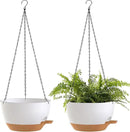 12 Inch Hanging Baskets 2 PC with Chains, Self-Watering Hanging Planters for Indoor Outdoor Plants, Plastic Hanging Flower Pots,White Brown by CozyNest Decor