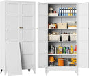 Metal Storages Cabinet with 2 Doors and 5 Shelves,Tall Storage Cabinet,Large Cupboard Closet,Pantry Storage Cabinet for Home,Office,Bathroom,Dining/Living Room (White, 71" H) by CozyNest Decor