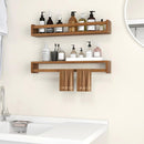 Fun Memories Nursery Book Shelves - Rustic Natural Solid Wood Floating Bookshelf for Kids - Wall Book Shelves for Kids Room (Carbonized, 24inch - 4P) by TinyTreasures Baby Boutique