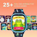 PlayZoom 4 Kids Smartwatch, Educational Tech Toy – 25+ Games, Selfie Camera, Audiobooks, Step Tracker, Water‑Resistant, Parental Controls, Long Battery, Ages 4‑12, Navy Dinosaurs by TinyTreasures Baby Boutique