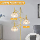 Gold Floor Lamp, Dimmable Tree Floor Lamps for Living Room Brass Tall Standing Lamp with 3 Rotatable Lights Glass Shade 66.5'' Modern Corner Lamp for Bedroom Office(3LED Bulbs Included) by CozyNest Decor