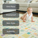 Baby Care Play Mat (Large, Sea Petals - Grey) 82'' x 55'' Original One-Piece Reversible Rollable Waterproof Play Mat for Infants, Babies, Toddler, and Kids by TinyTreasures Baby Boutique