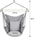 Y- STOP Hammock Chair Hanging Rope Swing Chair, Max 500 Lbs, 2 Seat Cushions Included, Removable Steel Spreader Bar with Anti-Slip Rings, Hardware kit-for Indoor or Outdoor(Light Grey) by GreenHaven Gardens