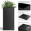 Tall Metal Cube Planter for Outdoor Plants 15" L x 15" W x 30" H 2 Pack, Heavy Duty Steel Planter Box with Removable Insert Shelf, Rectangular Planters for Porch, Garden, Yard, Hotel (Black) by CozyNest Decor