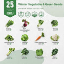 Organo Republic 25 Winter Vegetable & Green Seeds Variety Pack for Outdoors & Indoor Home Gardening 27670+ Non-GMO Heirloom Seeds: Broccoli Beet Carrot Collard Lettuce Radish Spinach Pea Kohlrabi by GreenHaven Gardens