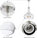 WUZUPS Chandelier Rustic Farmhouse Industrial Round Ceiling Pendant LED Light Fixture Clear Seeded Glass Shade for Dining Room Kitchen Island Foyer Entryway, H 20.9" x W 15.9", Brushed Nickel by CozyNest Decor