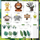 22PCS Safari Animal Cake Toppers & Wild One Birthday Decorations - Jungle Cake Topper with Leaves for Animal Themed Birthday Party Decorations, Safari Cake Decorations for Zoo Theme Cakes Accessories by TinyTreasures Baby Boutique