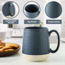 Hasense Porcelain Coffee Mugs Set of 6, 15 Ounce Large Ceramic Coffee Cups Set with Handle for Latte, Tea, Cocoa and Hot Chocolate, Dark Blue Coffee Mugs for Men and Women, Microwave Safe by CozyNest Decor