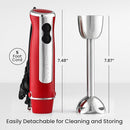 Zulay Immersion Stick Mixer Hand Blender - 800 Watts, Turbo Mode, 5-ft Power Electric Cord, Handheld Portable, Stainless Steel Blades - For Effortless Blending Smoothie, Soup, Baby Food, Puree - Red by TinyTreasures Baby Boutique