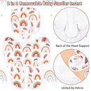 Pea Pod Baby Car Seat Head Support for Newborn, 2 in 1 Infant Car Seat Head Support for Boys Girls Extra Soft Breathable Baby Car Seat Cushion Insert for Strollers, Swings, and Bouncers, Boho Rainbow by TinyTreasures Baby Boutique