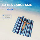 ZAZE Beach Blanket Picnic Blankets with Stakes, Thick 3-Layer 80*80 Oversized Waterproof Sandproof Compact Outdoor Mat, Big Extra Large Foldable Camping Park Vacation Travel Accessories(Blue Stripe) by TinyTreasures Baby Boutique