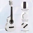 ADM Beginner Acoustic Classical Guitar Nylon Strings Wooden Guitar Bundle Kit for Kid Boy Girl Student Youth Guitarra Online Lessons with Gig Bag, Strap, Tuner, Picks (30 Inch, White) by TinyTreasures Baby Boutique