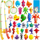 CozyBomB™ Magnetic Fishing Toys Game Set for Kids | Water Table Bathtub Kiddie Pool Party & Pole Rod Net, Plastic Floating Fish Toddler Color Ocean Sea Animals Birthday Age 3 4 5 6 Year by TinyTreasures Baby Boutique