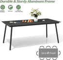 Outdoor Dining Table for 6, 70inch Patio Dining Table with Wooden-Like Top and Aluminum Frame, Rectangular Table with Umbrella Hole Outdoor Furniture, Only Table, Black by GreenHaven Gardens