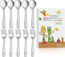 10-Piece Toddler Flatware, Kids Utensils Stainless Steel Cutlery Set, Children Safe Spoons and Forks with Ergonomic Handle, Easy to use and Dishwasher Safe (Crocodile and Bear) by TinyTreasures Baby Boutique