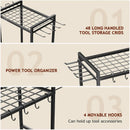 Garden Garage Tool Organizer Yard Tool Organizer for Garage with 4 Hooks, Heavy duty Steel Garden Tool Rack Holds up to 48 Long Handled Yard tools for Storage by GreenHaven Gardens
