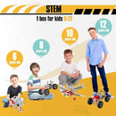 6-in-1 STEM Kit - Engineering Metal Truck, Airplane and Sports Car Excavator Toy for Boys 8-12 - STEM Building Toys for Kids 5-7, 6-8, 8-10 Educational Toys for Kids Boys Model Kit by TinyTreasures Baby Boutique