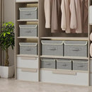 Storage Boxes, Collapsible Storage Bins with Lids, Cotton and linen cloth Storage Baskets with Handle, for Books, Closet, Bedroom, Home, 10.2x7.9x6.7 in, Grey by CozyNest Decor