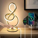 Modern Table Lamp, LED Bedside lamp with USB C+A ports, Touch Stepless Dimmable Nightstand lamp, Unique Spiral Table lamp for Bedroom Living Room Home Office, Spiral lamp for Ideal Gift, Gold by CozyNest Decor