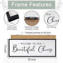 Welcome To Our Beautiful Chaos Sign Wall Decor Framed Wood 32X12 Inch For Rustic Home Living Room Entryway Bedroom Hanging Art (Black) by CozyNest Decor