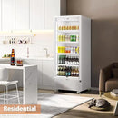 Tylza Commercial Refrigerator with Glass Door Display Beverage Fridge, 14.8 Cu Ft Upright Beverage Cooler Merchandiser with Rebound Door, Low Noise, Fast Cooling, White by CozyNest Decor