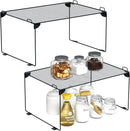 Neudeco Stackable Cabinet Shelf Organizer - 2 Pack Metal Mesh Stacking Shelves for Kitchen, Closet, Bathroom, Countertop and Cabinet -Gray by CozyNest Decor