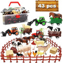 3 Pack Farm Toy Tractor with 40pcs Plastic Animals Figurines and Fence Playset, Farm Figures Farmer Vehicle Toy Truck with Trailer for 3-12 Years Old Kids Boys Girls Toddlers by GreenHaven Gardens