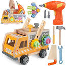 Aliex 38PCS Kids Wooden Truck Tool Set with Toy Drill for Toddlers Ages 3 4 5 6,Montessori STEM Educational Learning Construction Workbench Pretend Play Tool Kit,Birthday Sensory Gift for Boys Girls by TinyTreasures Baby Boutique