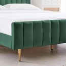 Livinia Twin Size Elton Velvet Platform Bed, Upholstered Bed Frame with Vertical Channel Tufted Headboard Footboard, Strong Wood Slats, No Box Spring Needed, Green (Twin) by CozyNest Decor