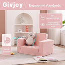 2-in-1 Toddler Chair Sherpa Couch - Soft Kids Lounger for Bedroom, Convertible Sofa for Girls and Boys, Reading Chair, Pink by CozyNest Decor