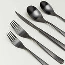 over&back 20pc Curved Flatware Cutlery Set - Comes with 4 Dinner Forks, 4 Salad Forks, 4 Dinner Knives, 4 Dinner Spoons, and 4 Teaspoons - 18/8 Stainless Steel - Dishwasher-Safe - Matte Black by CozyNest Decor