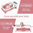 Foldable Baby Bathtub, Lightweight Bathtub for Infants to Toddlers with Soft Cushion & Thermometer, Portable Baby Tub Newborn to Toddler 0-36 Months(Pink) by TinyTreasures Baby Boutique