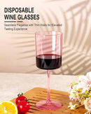 Ciaell 12 Pack Pink Plastic Wine Glasses - 10 Oz Disposable Wine Glasses with Stem for Parties & Weddings & Poolside & Outdoors & Camping by CozyNest Decor