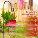 Solar Lights Lantern Lamp with Shepherd Hook, Solar Metal Lanterns, Outdoor Lights Decor,Edison Bulb Lights for Garden ,Outside Decor for Pathways,Patio, Lawn, or Landscaping(Red) by GreenHaven Gardens