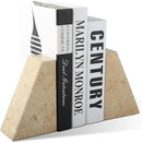 Marble Bookend for Heavy Books, Decorative Bookends for Shelves, Durable and Heavy-Duty Book End for Hardback Book & CDS, Unique Book Stopper & Holder, Pearlly Yellow, Set of 2 by CozyNest Decor