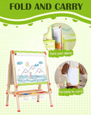 Kids Easel 3-1 Adjustable Art Easel Wooden Drawing Board Double-Sided with Magnetic Whiteboard & Chalkboard for Ages 3-8, Foldable Design Includes Paper Roll by TinyTreasures Baby Boutique