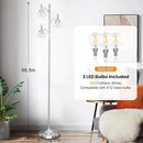 Brushed Nickel Floor Lamp 66.5'' Tall Standing Lamp Dimmable Tree Floor Lamps with 3 LED Lights Glass Shades Silver Lamp for Living Room Bedroom Office(3 Bulbs Included) by CozyNest Decor