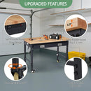 48'' Adjustable Workbench, Heavy Duty Workbench with Drawer, Power Outlet and Lockable Wheels, 2000 LBS Capacity, Work Table Suitable for Office, Garage, Workshop by GreenHaven Gardens