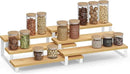 SONGMICS Display Risers, Set of 2 Engineered Wood Perfume Organizer Stand, 3-Tier Cupcake Stand Holder, Spice Rack, Shelf Risers for Figures, Dessert Shelves, Natural Beige and Ink Black UKCS016N01 by CozyNest Decor