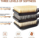 Back Scrubber Shower Brush,Dry Brushing Body Brush with 17.7 Inch Curved Long Handle, Natural Bristles for Lymphatic Drainage, Soft & Stiff Bristles Available (Medium-Soft Horsehair)
